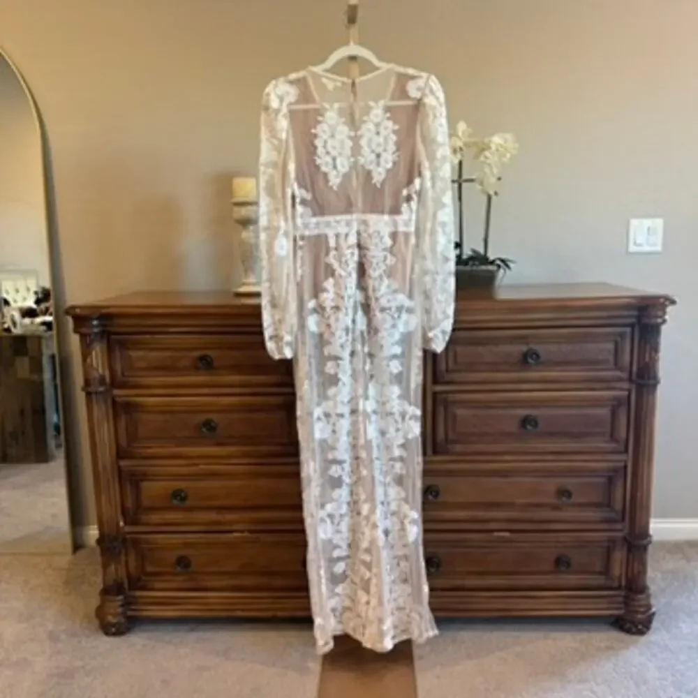 Free People x For Love & Lemons Temecula Jumpsuit NWT M Ivory $398 - Picture 6 of 9